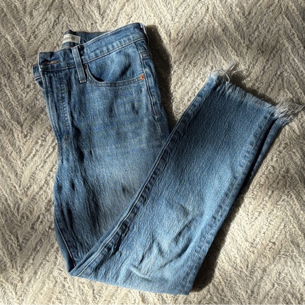 Madewell High Rise Cut Off Perfect Vintage Jeans Blue Denim 28